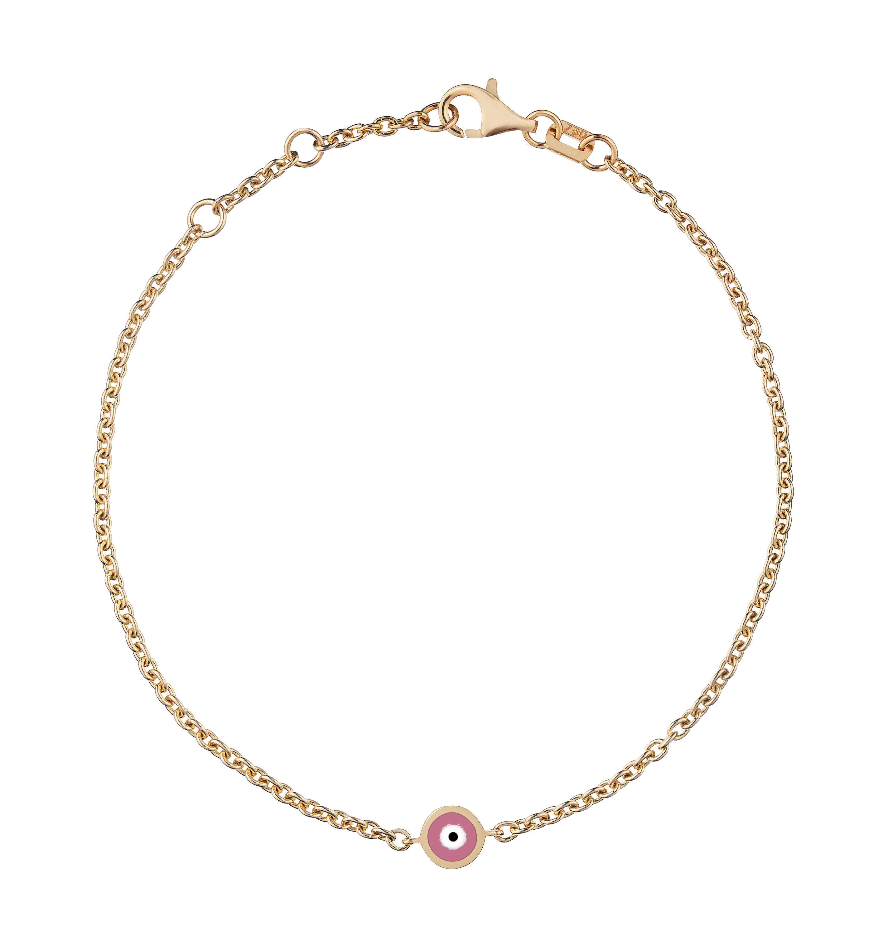 Ragen Jewels Pink Glass Bead Evil Eye Bracelet Gold