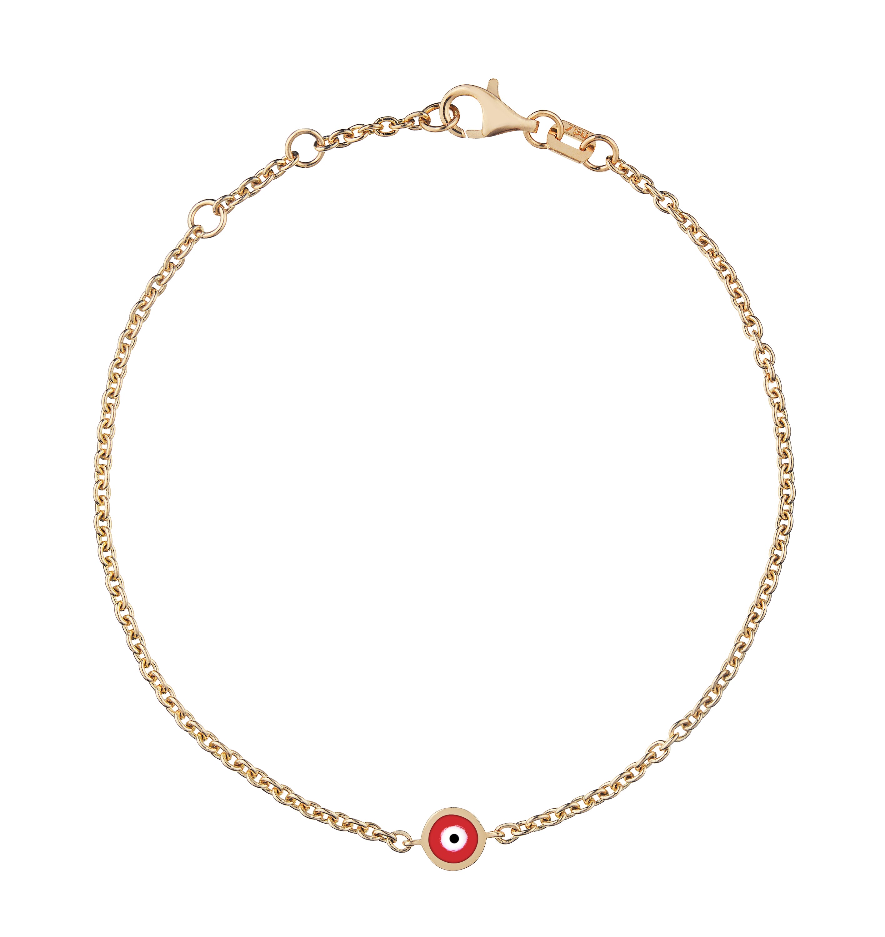Didem Evil Eye Bracelet- Yellow Gold Red Evil Eye – Alemdara